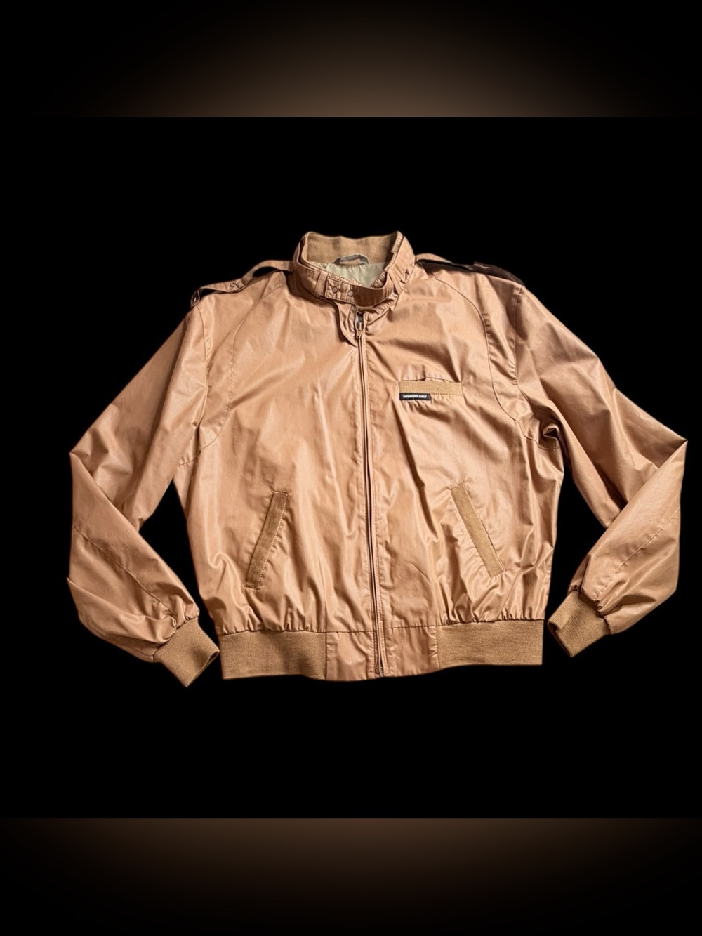 Members Only 80s Vtg Brown Racer Bomber Jacket Sz 44